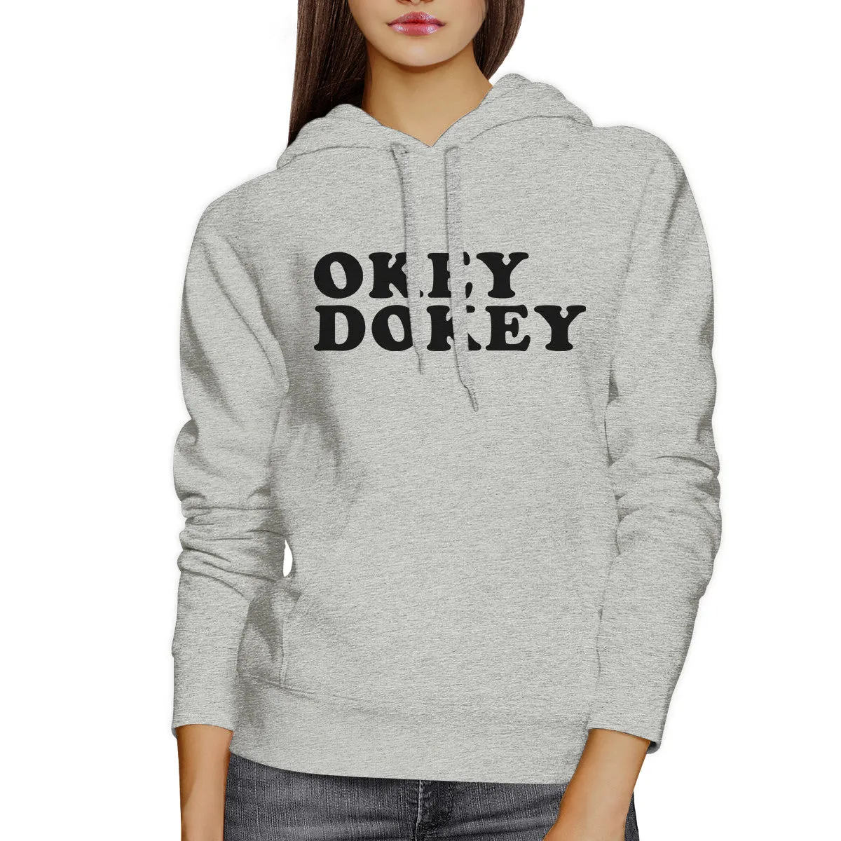 Okey Dokey Unisex Grey Hoodie Pullover Funny Saying Graphic Hoodie