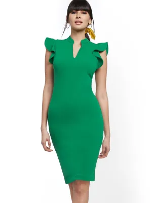 Petite Ruffle-Sleeve Sheath Dress