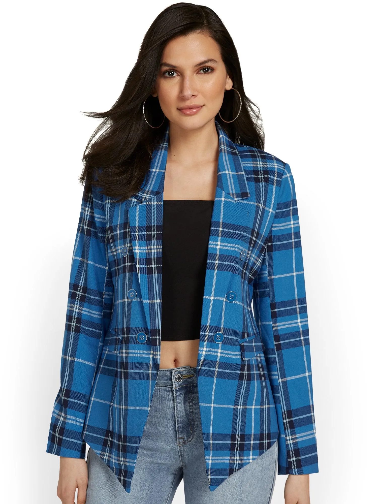 Plaid Double-Breasted Jacket