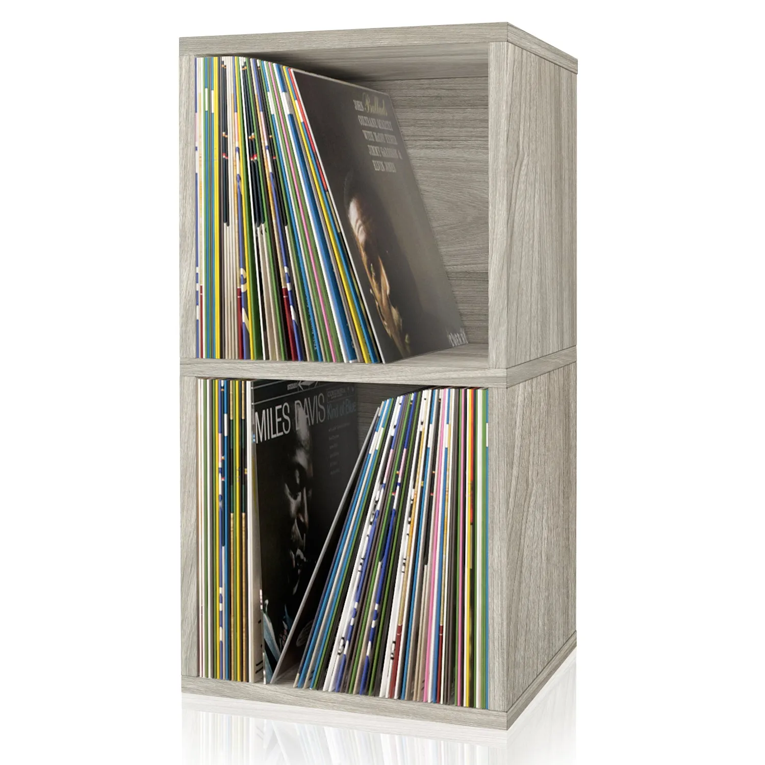 Presley Double Cube Vinyl Record Storage, Aspen Grey (pre-order ships 6/30/25)