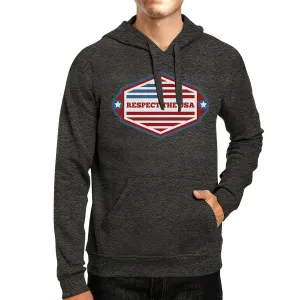 Respect The USA Unisex Dark Gray Hoodie Crewneck Pullover Fleece