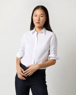 Sibyl Shirt in White/Grey Pinstripe Washed Poplin