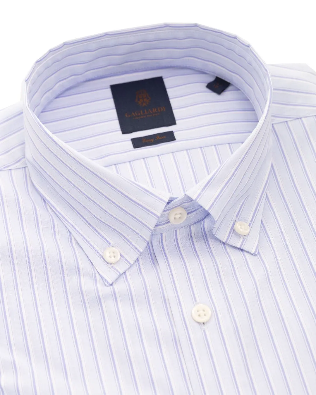 Sky End-on-End Stripe Button-down Easy-iron Shirt