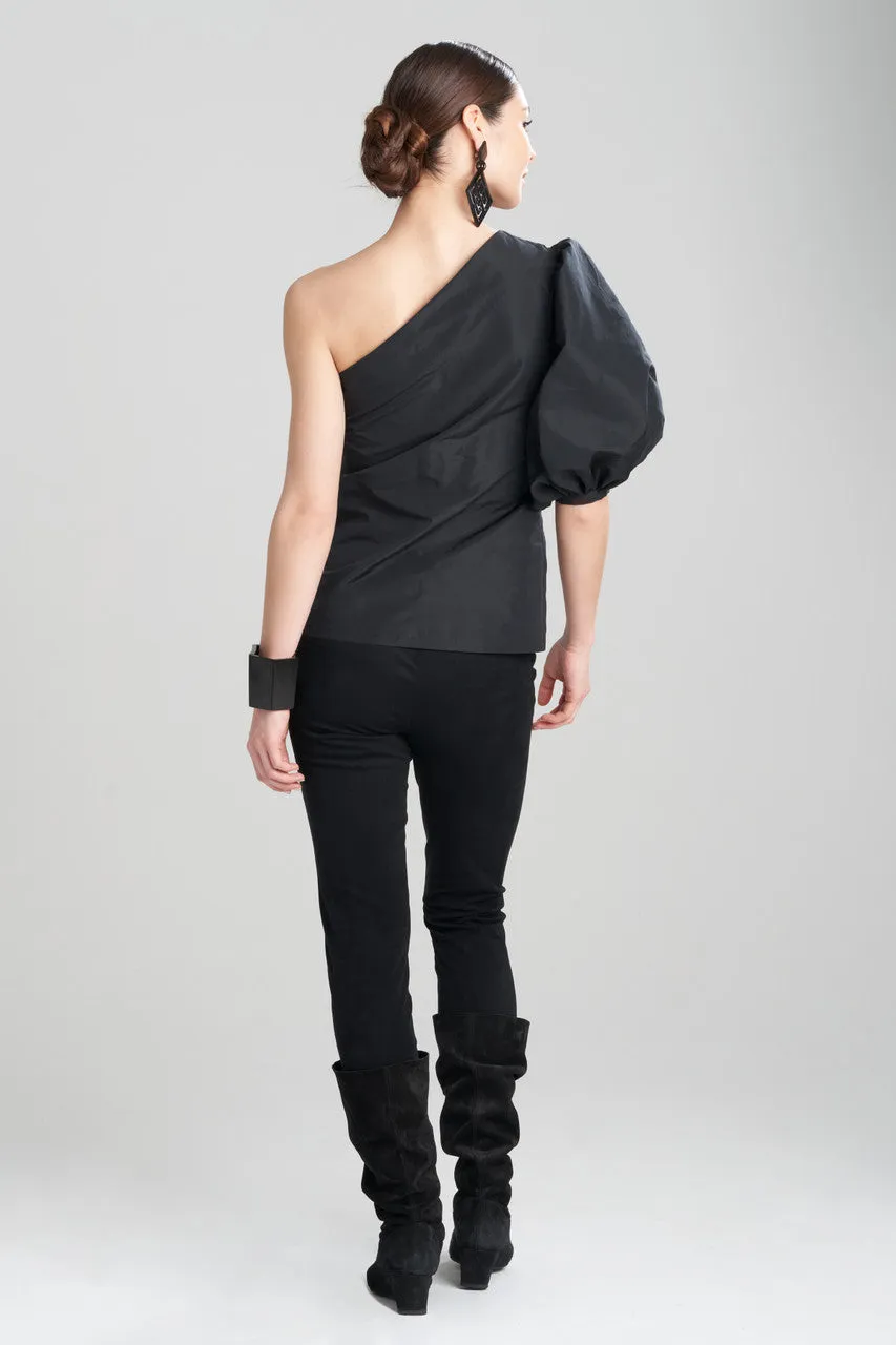 Taffeta One Shoulder Balloon Sleeve Top