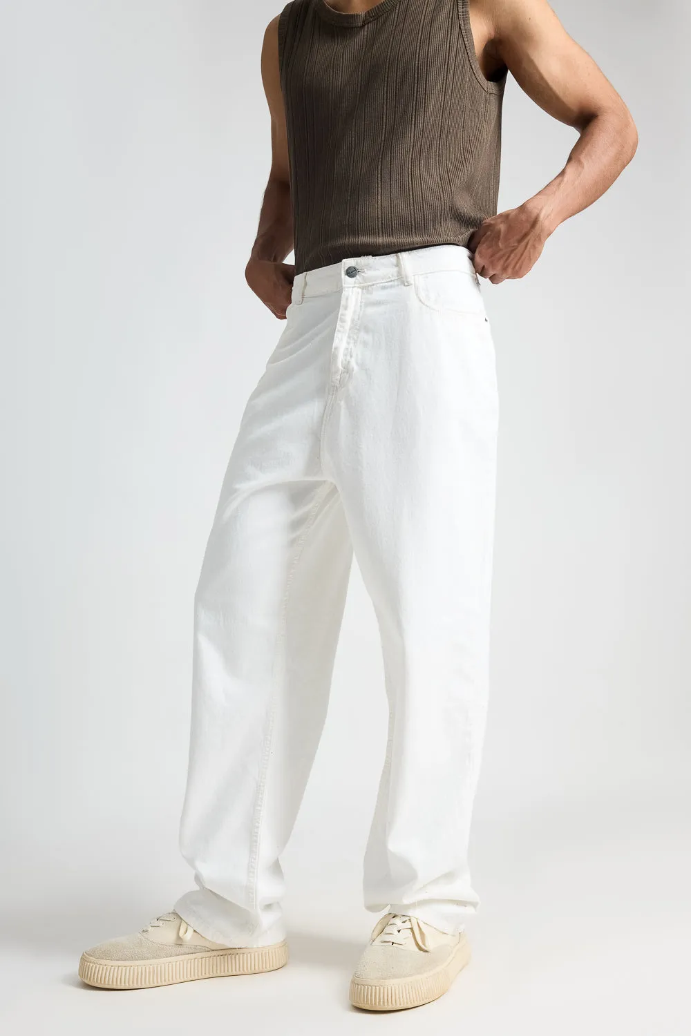 Timeless White Straight Fit Men's Jeans