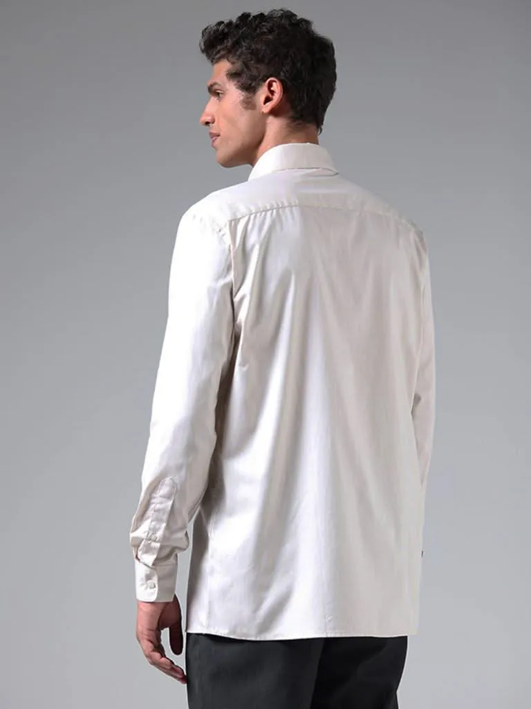 WES Formals Crisp Solid Beige Shirt