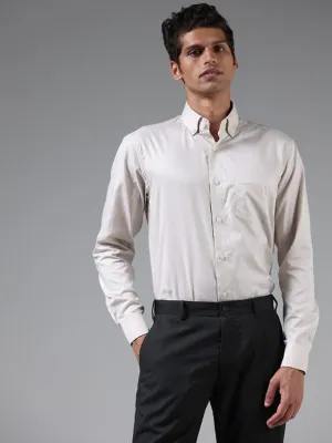 WES Formals Crisp Solid Beige Shirt