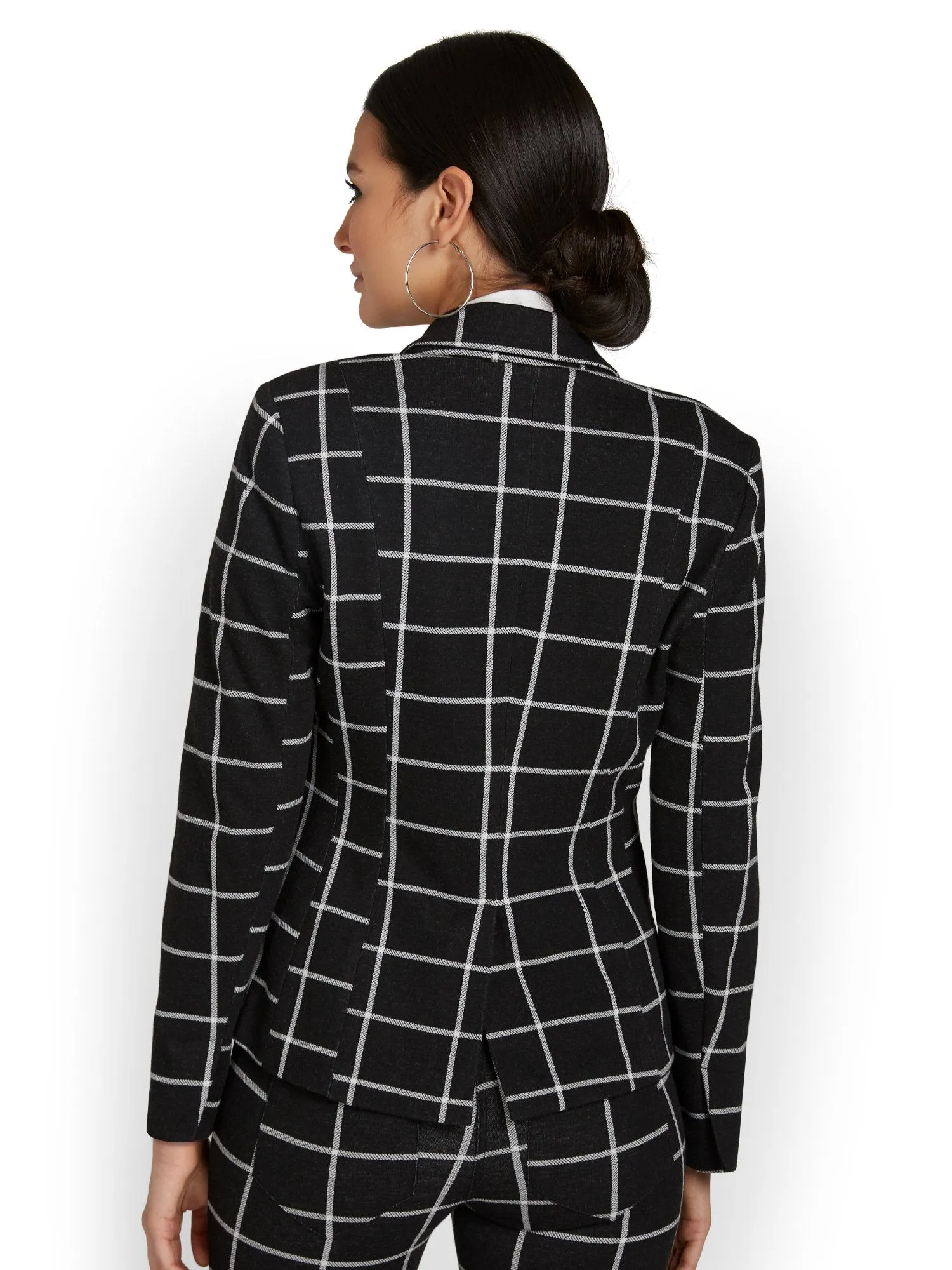 Windowpane-Print Single-Button Jacket - Superflex