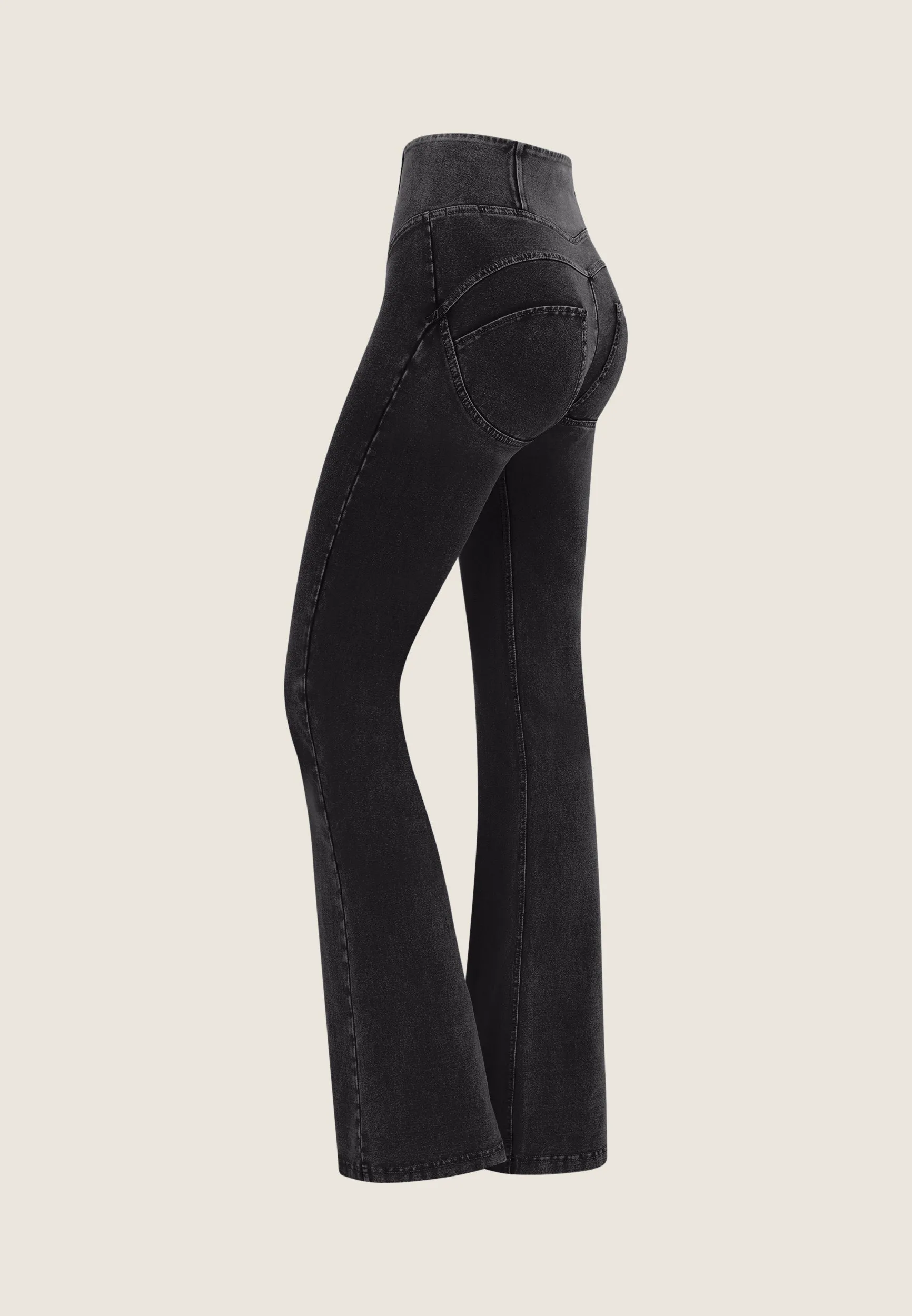 (WRUP11HF406-J7N) High Waist Flared Denim Look WR.UP® Pants