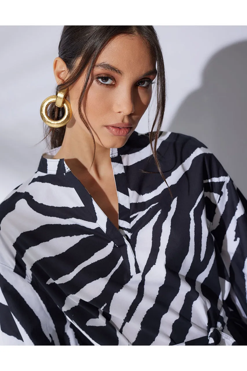 Zebra Cotton Poplin Oversized Shirt